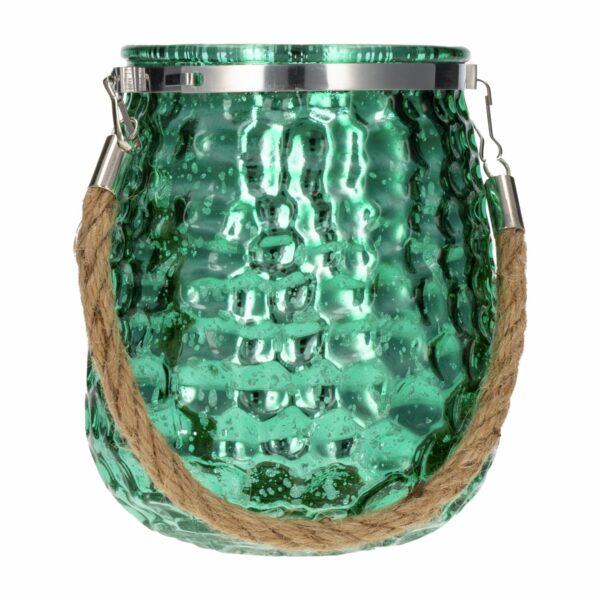 Porta Vela De Vidrio Con Soga Verde Navidad JOY 14 Cm - Imagen 2