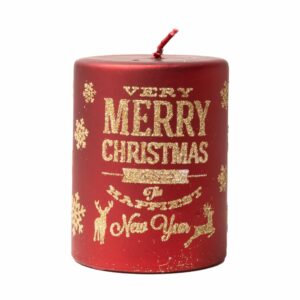 Vela Merry Christmas Roja Texto JOY 9,4 Cm