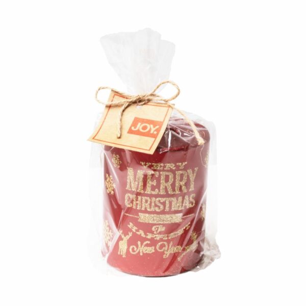 Vela Merry Christmas Roja Texto JOY 9,4 Cm - Imagen 3