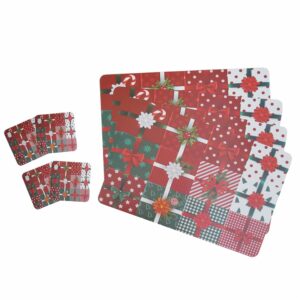 Set Individual Regalos Navidad Con Posa Vaso JOY X 4 Uds