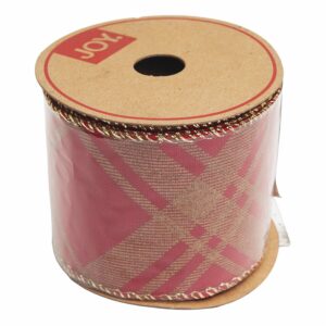 Cinta Roja Cuadros Dorado JOY 6,3 Cm x 4,57M