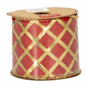 Cinta Roja Rombos Dorado JOY 6,3 Cm x 4,57M