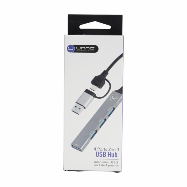 Adaptador Usb 4 Puertos 2 En 1 UNNO TEKNO Usb-A Y Usb-C