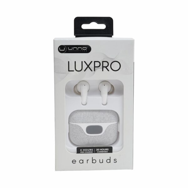 Audífonos Con Estuche De Carga Con Indicador Luxpro Blanco UNNO TEKNO