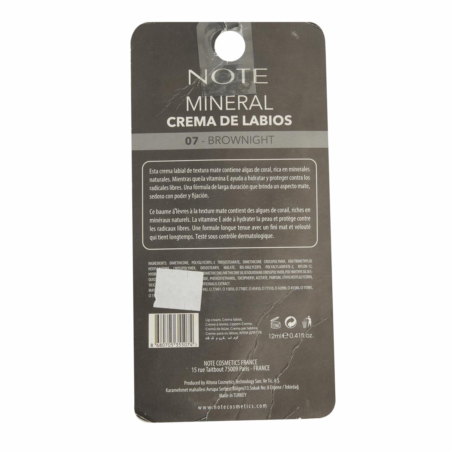 Labial Mineral Matte Cream Tono 07 NOTE Unidad - Imagen 3