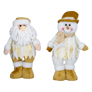 Set Muñecos Navideños Dorados JOY 2 Piezas