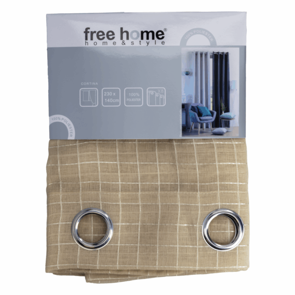 Visillo Cuadricula Beige FREE HOME 230X140 CM - Imagen 2