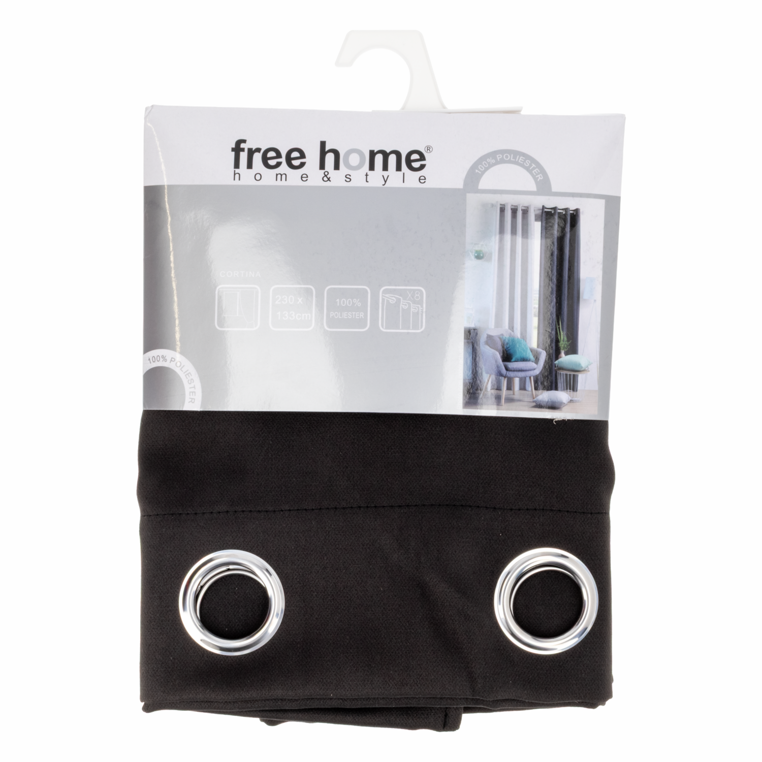 Cortina De Área Black Out Negro FREE HOME 230X133 CM - Imagen 2