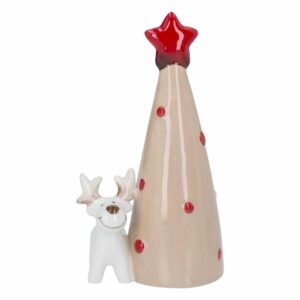 Adorno Navideño Cerámica Árbol Reno JOY 1 Pieza