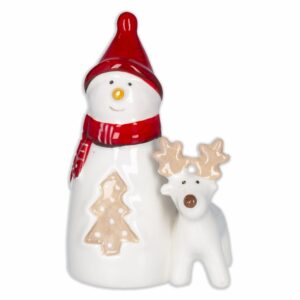 Adorno Navideño Cerámica Snowman Reno JOY 1 Pieza