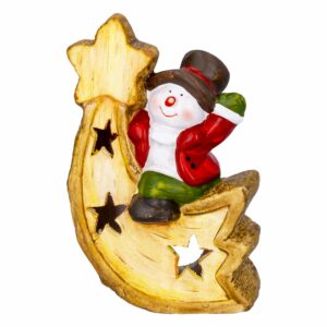 Adorno Navideño Cerámica Snowman Led Natural JOY 1 Pieza