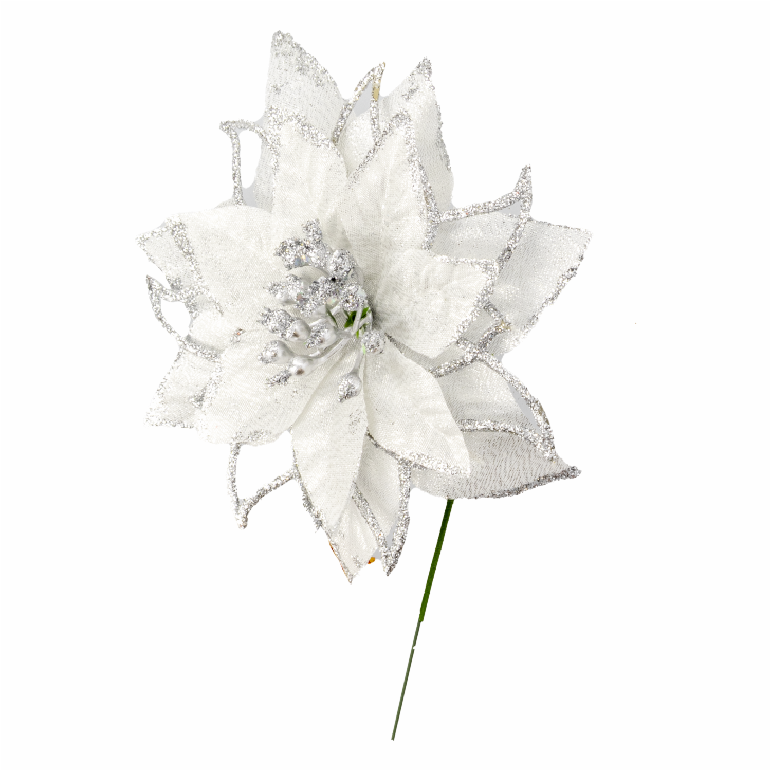 Flor Navideña Plata JOY 18 Cm - Imagen 2