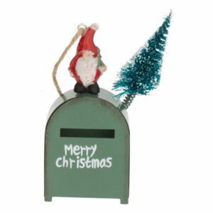 Colgante Navideño Buzón De Metal Blanco Verde Rojo JOY 11X6.5X4 CM