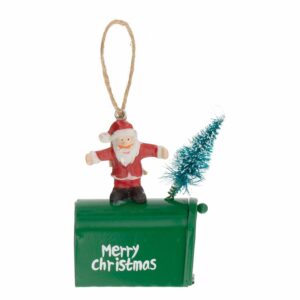 Adorno Navideño Buzón De Metal Con Papa Noel JOY 11X6.5X4 CM