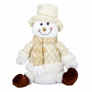 Adorno Navideño Muñeco Nieve Sentado Dorado JOY 20X28 Cm