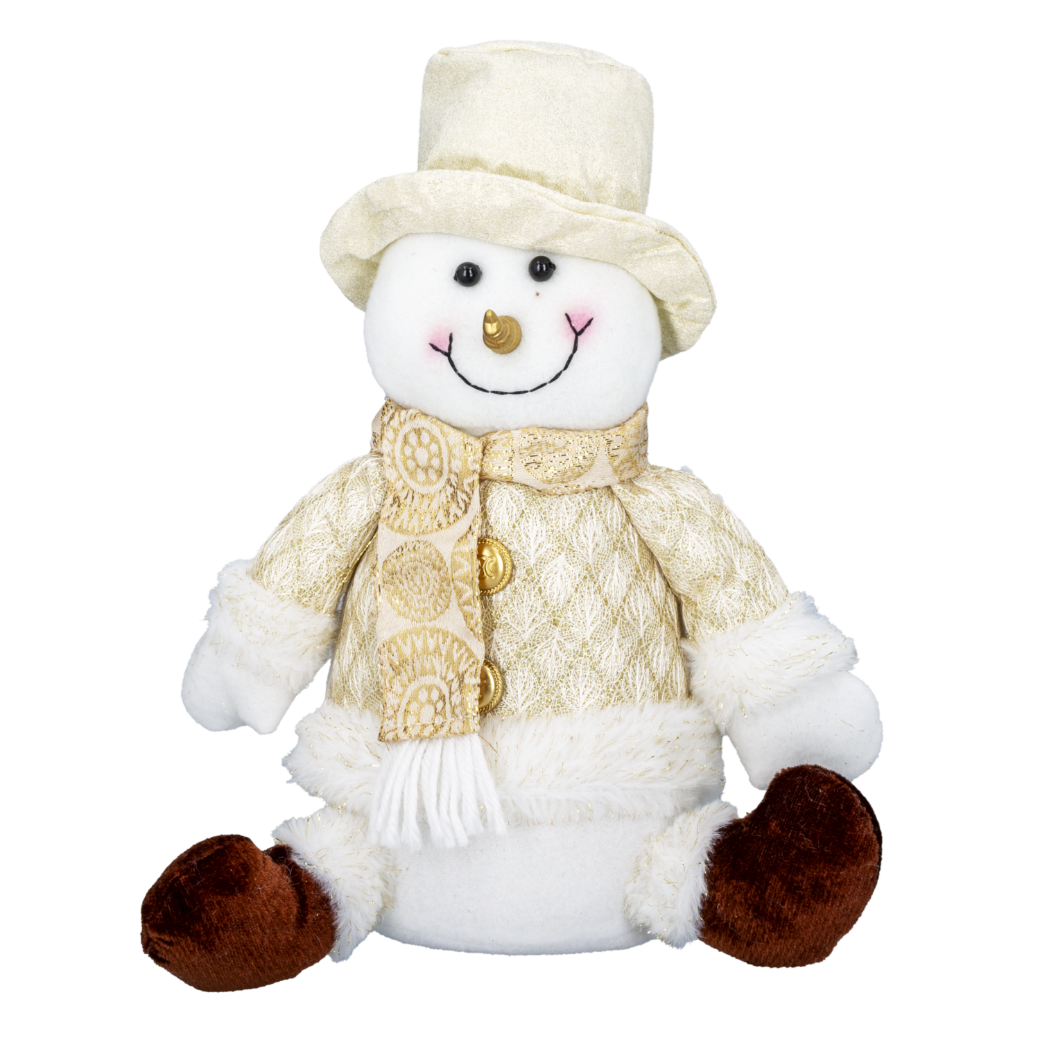 Adorno Navideño Muñeco Nieve Sentado Dorado JOY 20X28 Cm - Imagen 2