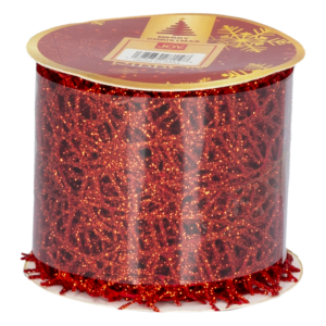 Cinta Navideña Dorado/Rojo/Plata Lentejuela Estrella JOY 6X270 Cm