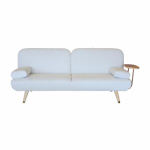 Sofá Cama Moderno Con Cargador Usb Y C Beige FREE HOME Madera Y Textil