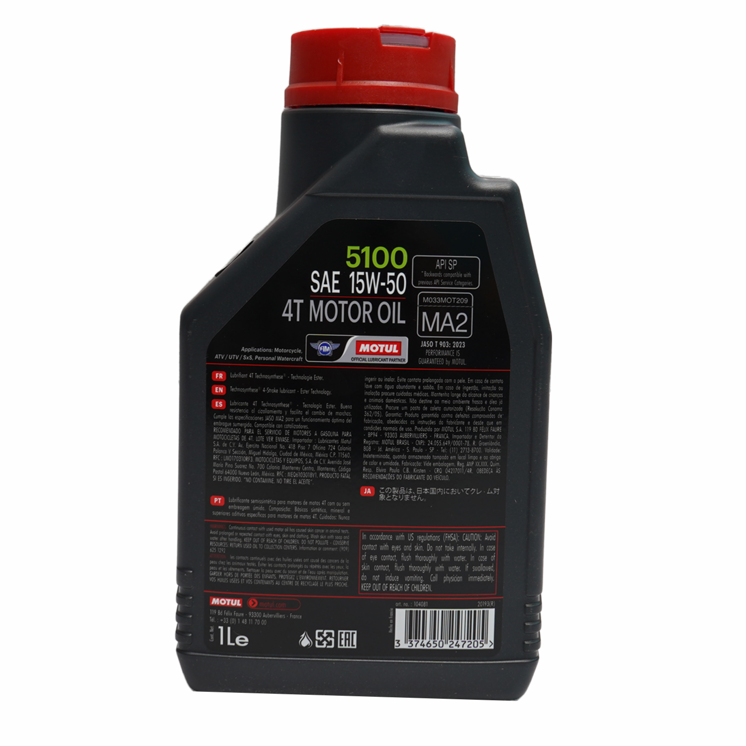 Aceite De Moto 5100 15W50 Semisintético MOTUL 1 Litro - Imagen 4