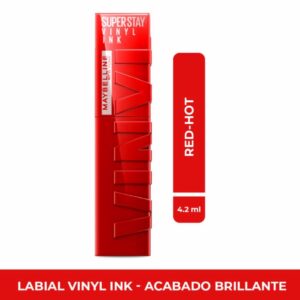 Labial Líquido Vinyl Ink Acabado Brillante Tono 25 Red Hot MAYBELLINE NEW YORK 4.2 Ml