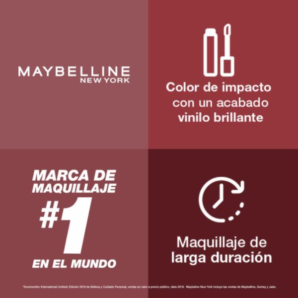 Labial Líquido Vinyl Ink Acabado Brillante Tono 40 Witty MAYBELLINE NEW YORK 4.2 Ml - Imagen 6