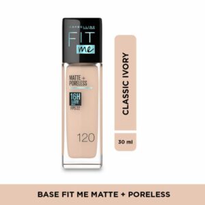 Base De Maquillaje Líquida Fit Me Mate + Poreless Fps 22 Tono 120 Classic Ivory MAYBELLINE NEW YORK 30 Ml