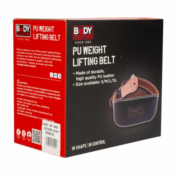 Cinturón Deportivo Para Levantar Pesas De Cuero BODY SCULPTURE Extra Grande - Imagen 5