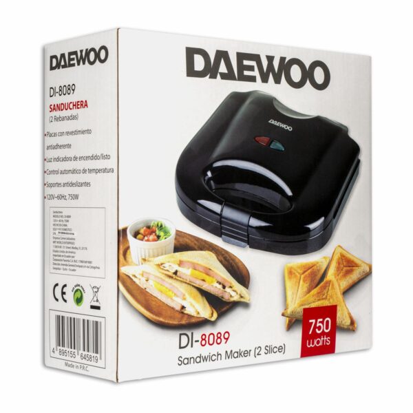 Sanduchera Con Planchas Antiadherentes Modelo DI-8089 DAEWOO 120V - Imagen 5