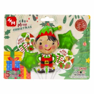 Globos De Aluminio Navideños Diseño Ayudante De Santa H.M 5 Piezas