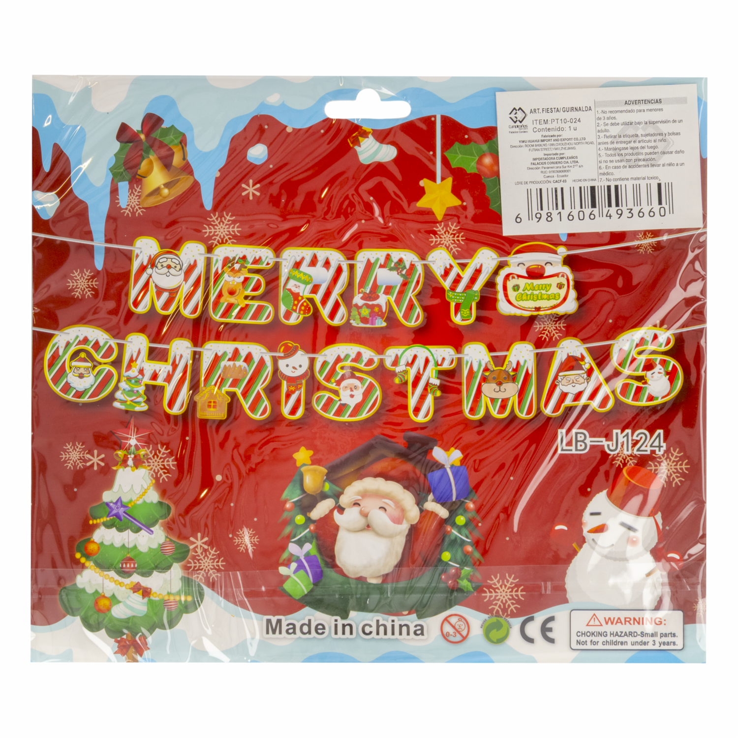 Guirnalda Merry Christmas IMPORTADORA CUMPLEAÑOS Rojo - Imagen 2