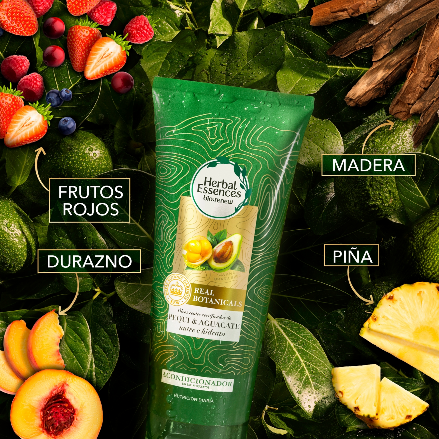 Acondicionador De Cabello Bio:Renew Pequi & Aguacate Nutre E Hidrata HERBAL ESSENCES 250 Ml