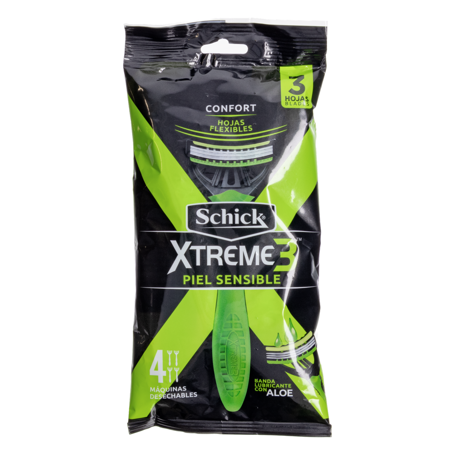 Afeitadora Desechable Para Hombre Xtreme3 Piel Sensible SCHICK X 4 Uds - Imagen 2