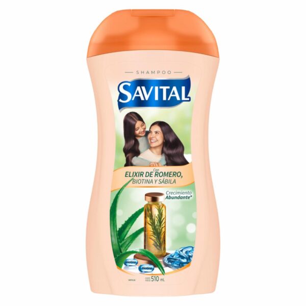 Shampoo De Cabello Elixir De Romero Crecimiento Abundante SAVITAL 510 Ml - Imagen 3