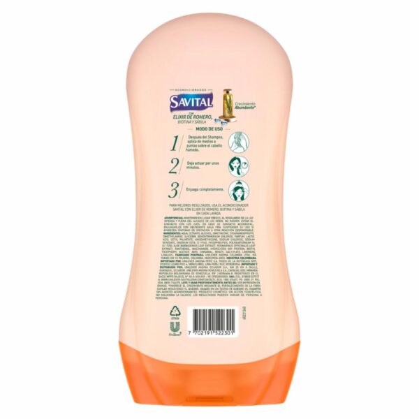 Acondicionador Elixir De Romero Crecimiento Abundante SAVITAL 490 Ml - Imagen 5