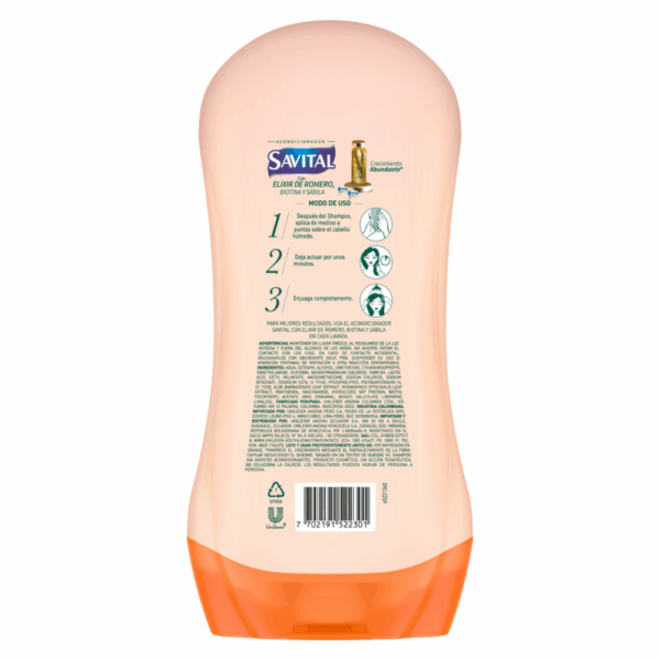 Acondicionador Elixir De Romero Crecimiento Abundante SAVITAL 490 Ml - Imagen 6