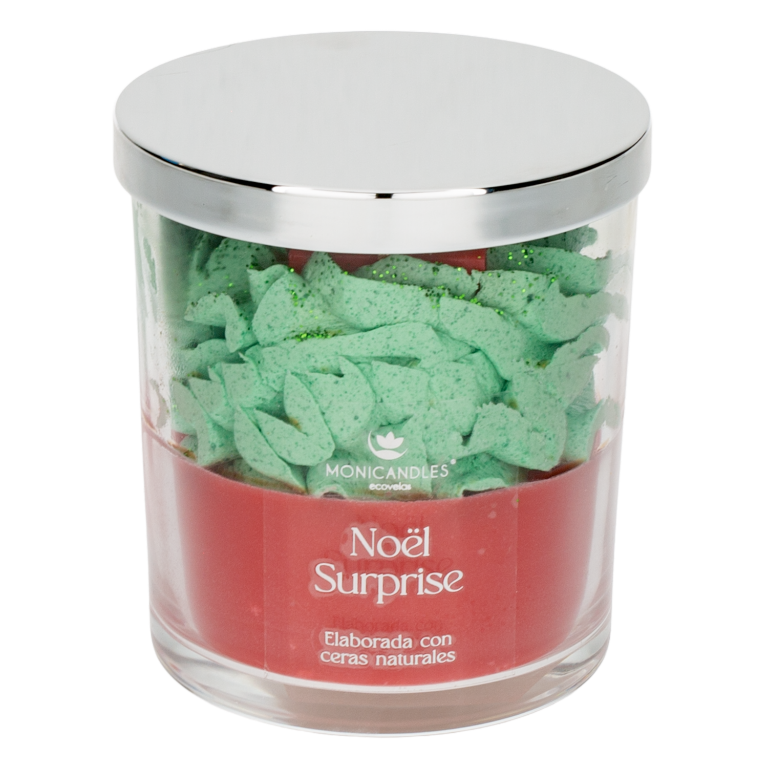 Vela Decorativa Navideña En Vaso Noël Surprise MONICANDLES 200 G - Imagen 4