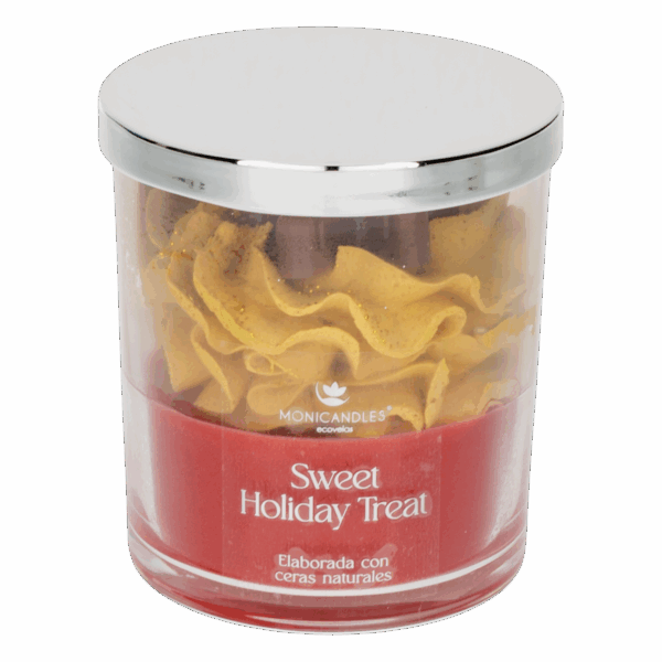 Vela Decorativa Navideña En Vaso Sweet Holiday Treat MONICANDLES Dorado - Imagen 4
