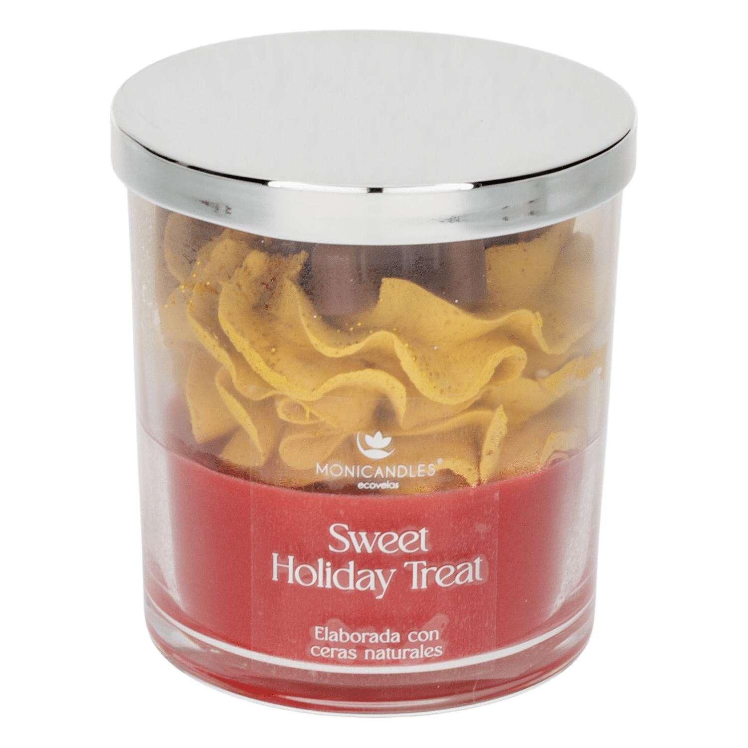 Vela Decorativa Navideña En Vaso Sweet Holiday Treat MONICANDLES Dorado - Imagen 2