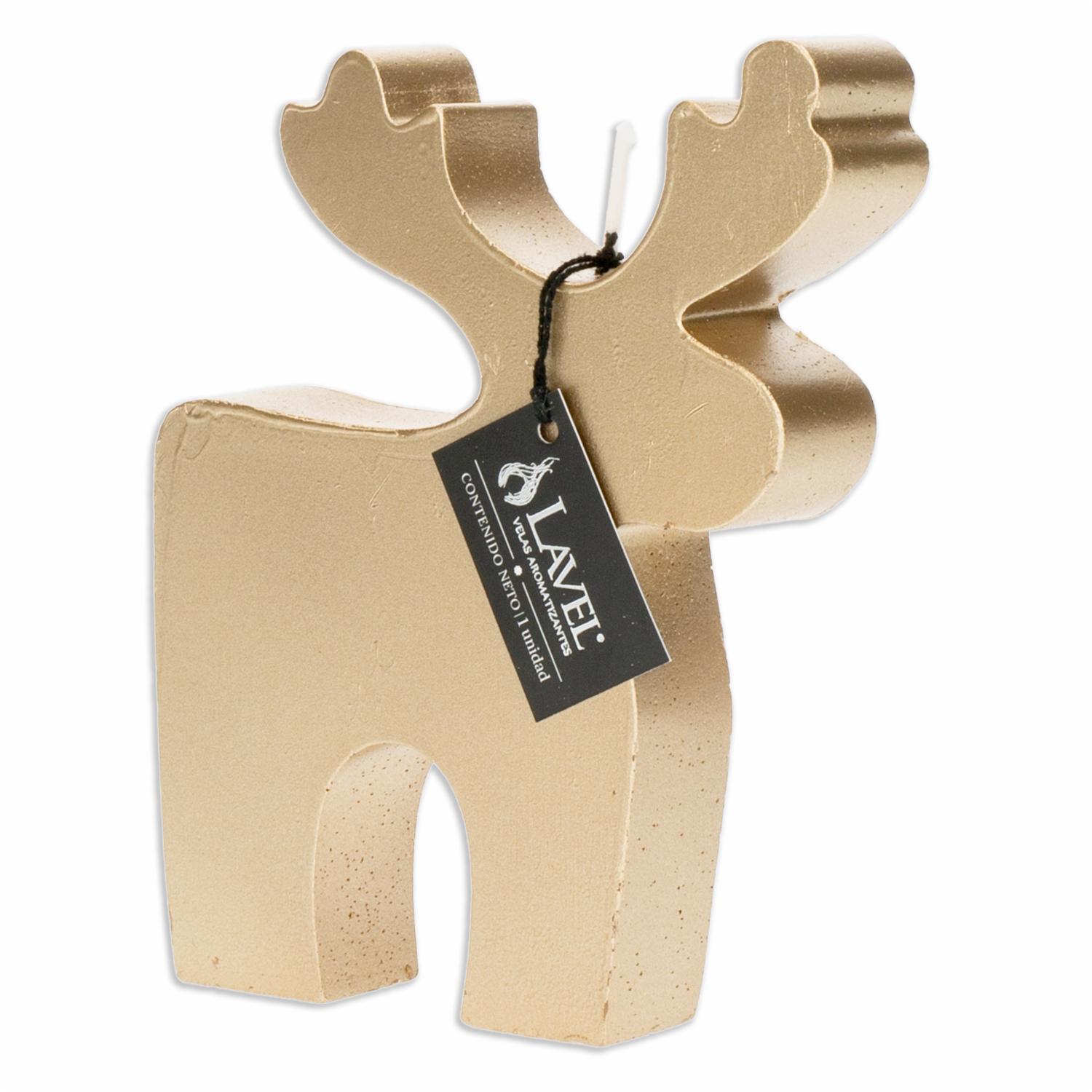 Vela Decorativa Diseño Reno Dorado LAVEL 13 X 12 Cm - Imagen 3