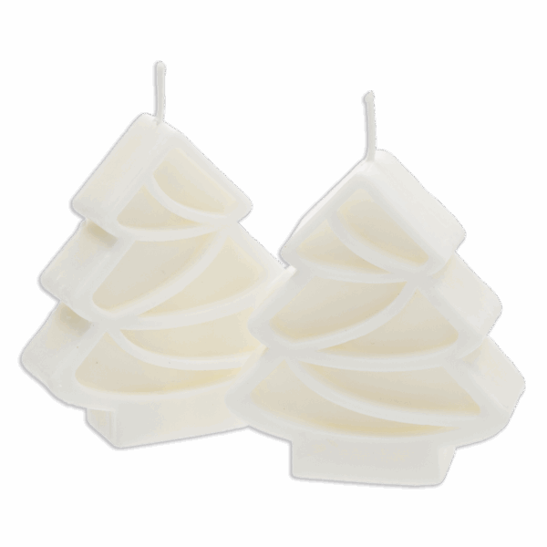 Velas Decorativas Diseño Árbol De Navidad Blanco Set LAVEL X 2 Uds - Imagen 2