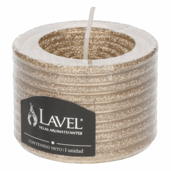 Vela Decorativa Texturizada Redonda Dorada LAVEL 7 X 5 Cm - Imagen 2