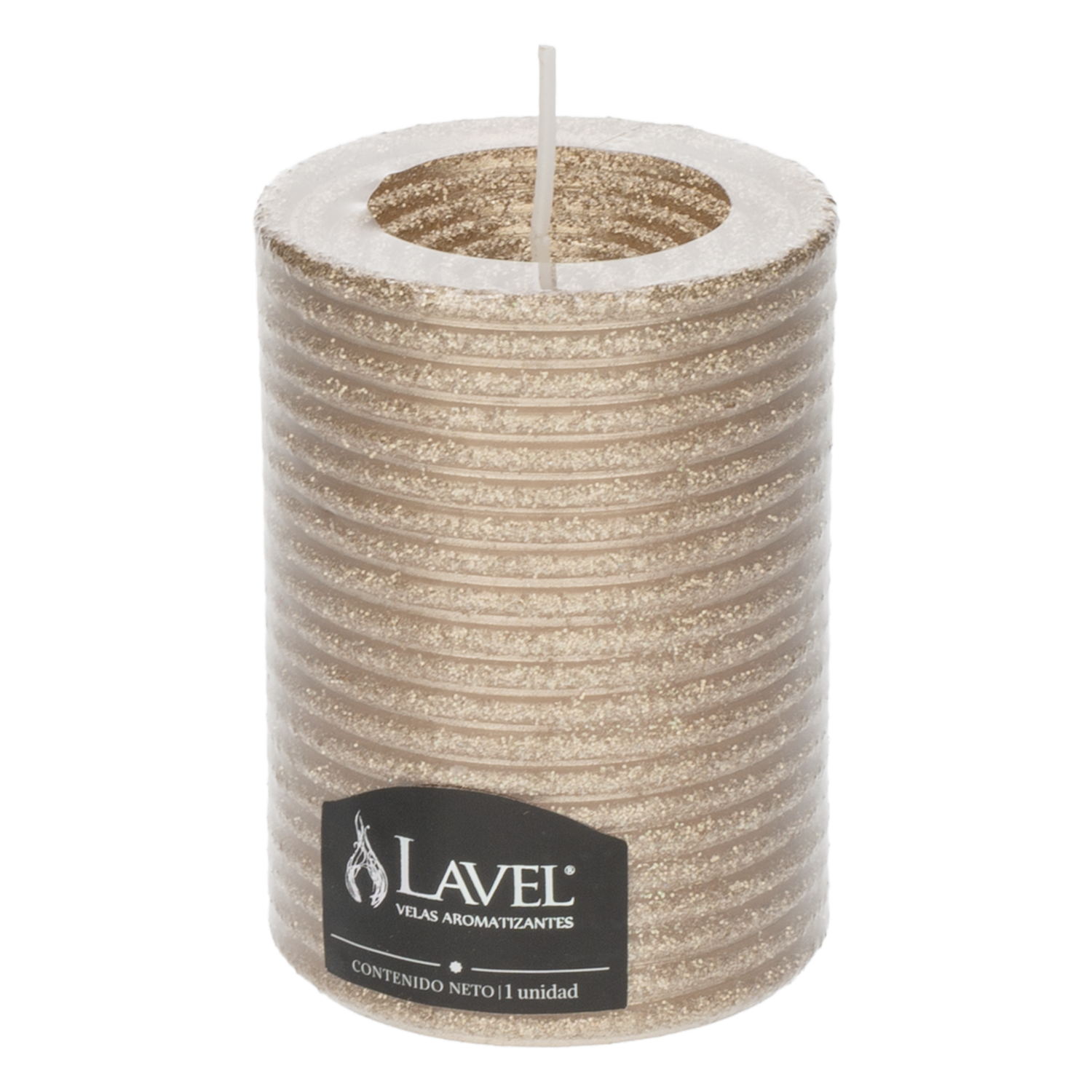 Vela Decorativa Texturizada Redonda Dorada LAVEL 10 X 7 Cm - Imagen 2