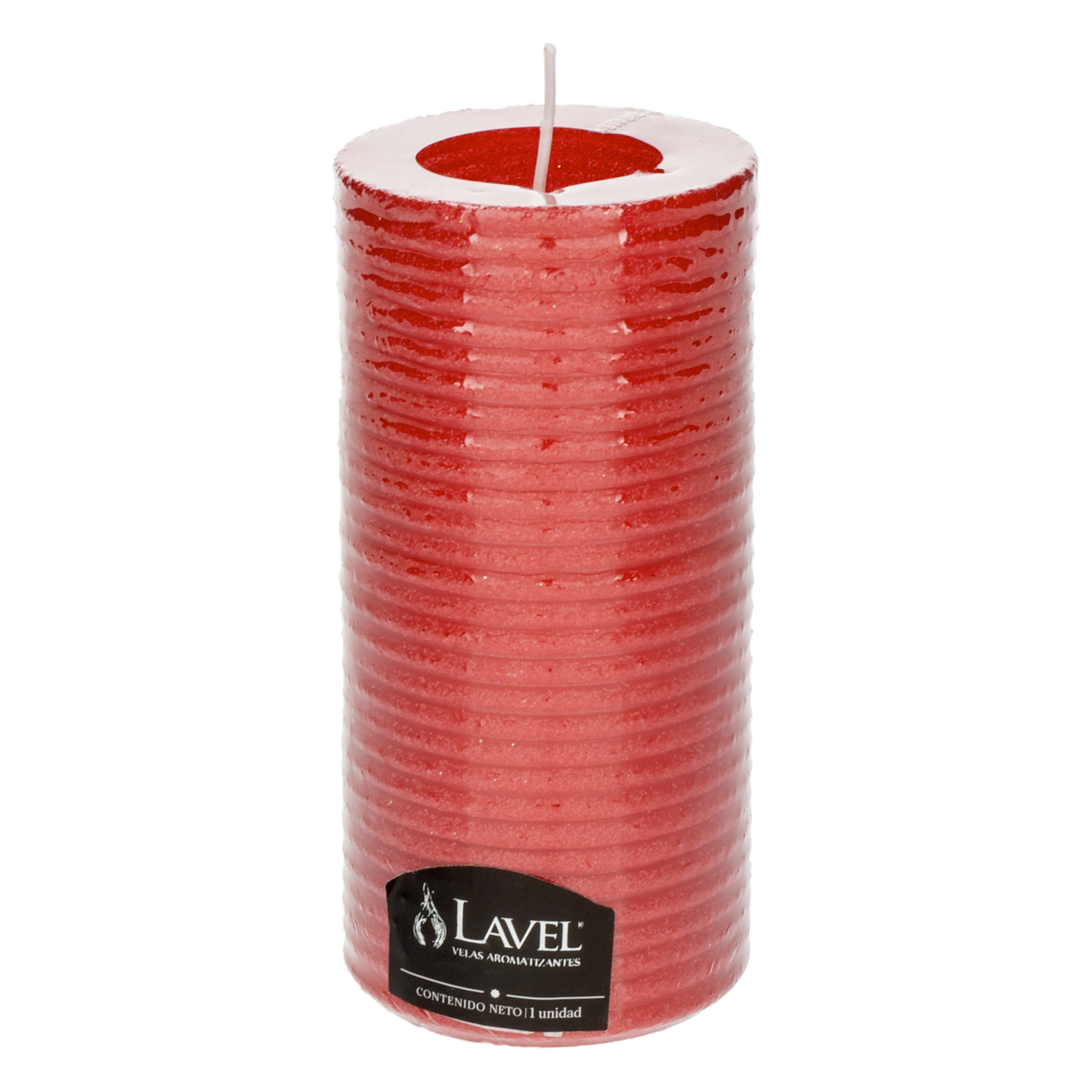 Vela Decorativa Texturizada Redonda Roja LAVEL 15 X 7 Cm - Imagen 2