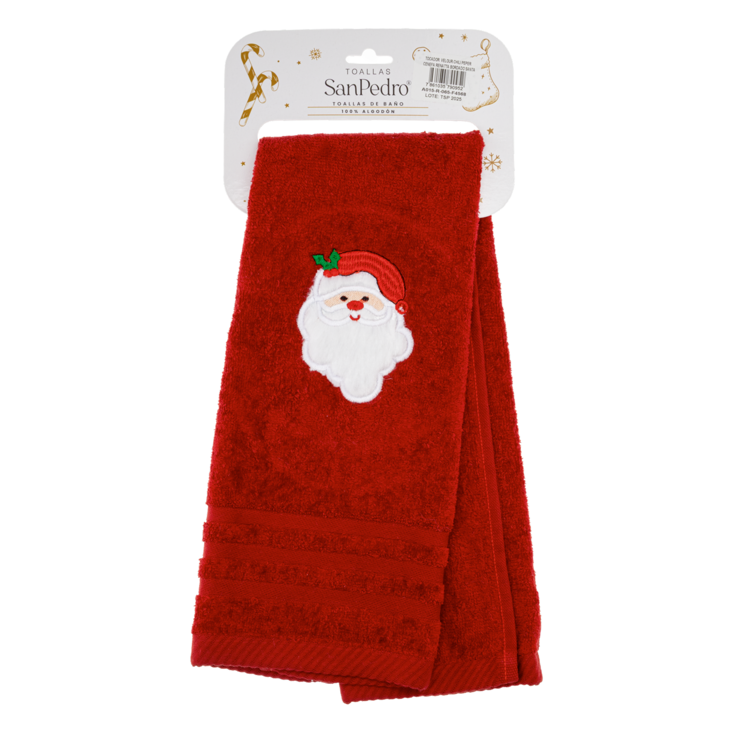 Toalla De Tocador Navideña Rojo Santa RENATTA 70X40 Cm - Imagen 2