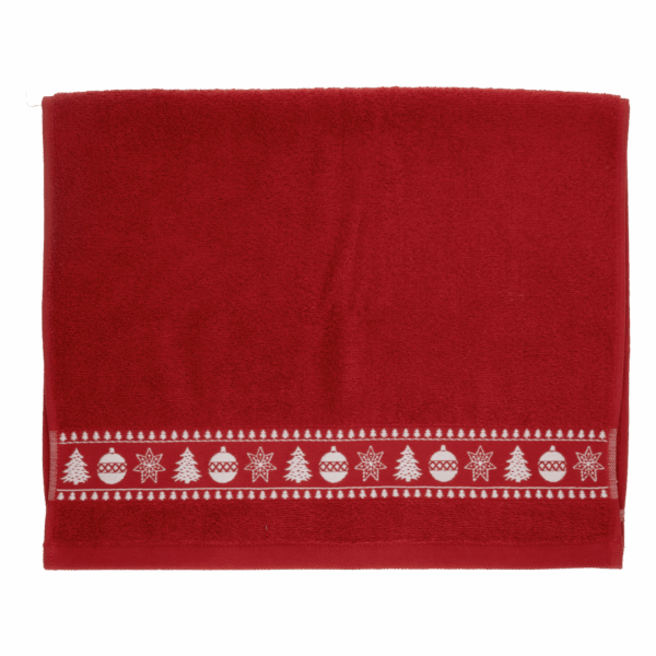 Toalla De Manos Navideña Rojo Árboles RENATTA 80X50 Cm - Imagen 2