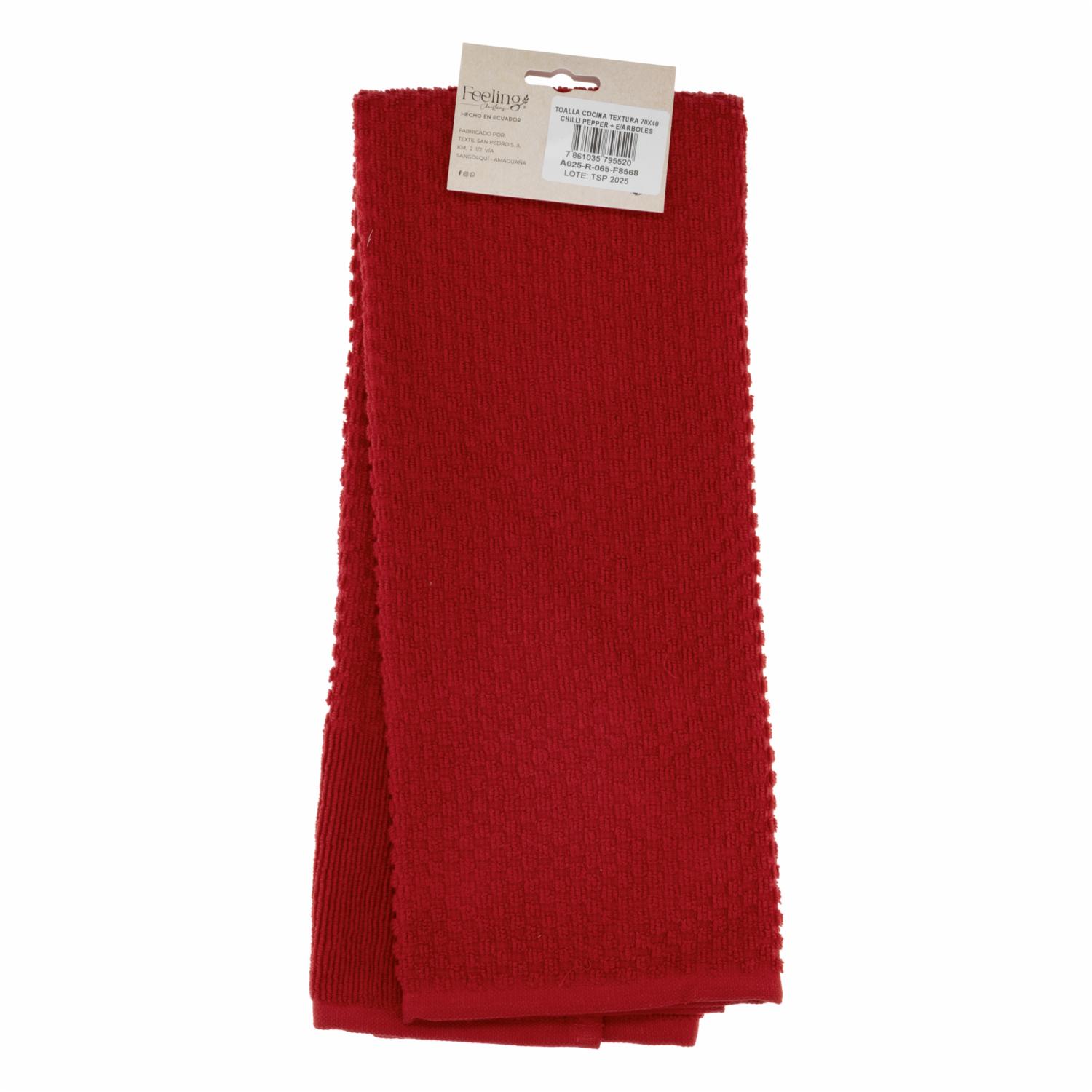 Toalla De Cocina Navideña Rojo Árboles RENATTA 70X40 CM - Imagen 3