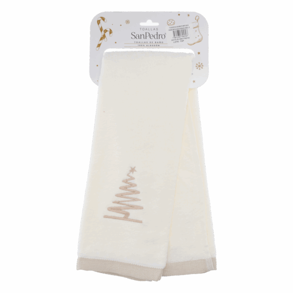 Toalla De Tocador Navideña Blanco Brillante Árbol RENATTA 70X40 Cm - Imagen 2
