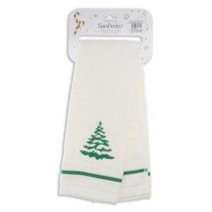 Toalla De Tocador Navideña Blanco Brillante Árbol Verde RENATTA 70X40 Cm