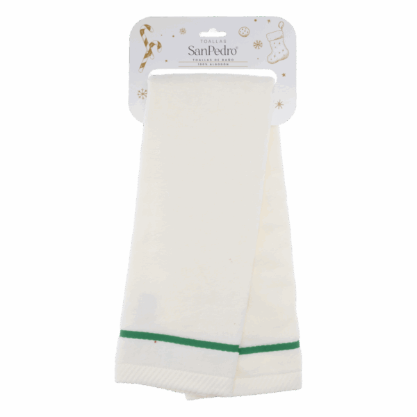 Toalla De Tocador Navideña Blanco Brillante Árbol Verde RENATTA 70X40 Cm - Imagen 4