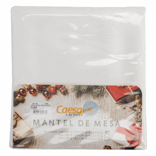 Mantel De Mesa Navideño Relieve Beige 230X150 CM CAESAR'S FACTORY 6 Puestos - Imagen 2
